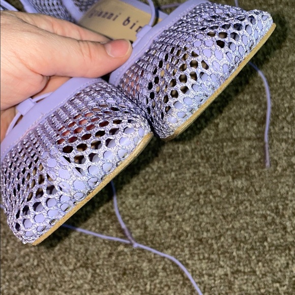 Gianni Bini Reagan Mesh/Leather Ankle Wrap Lavender Strappy Heel Woman Size 6.5M - Picture 7 of 10